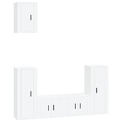 vidaXL Ensemble de meubles TV 5 pcs Blanc brillant Bois d'ingénierie