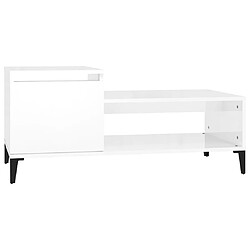 Maison Chic Table basse,Table Console Table d'appoint, Table pour salon Blanc brillant 100x50x45 cm Bois d'ingénierie -MN30417