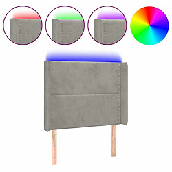 Maison Chic Tête de lit scandinave à LED,meuble de chambre Gris clair 93x16x118/128 cm Velours -MN50419