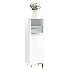 Avis Maison Chic Armoire de salle de bain,Meuble de rangement,Meuble haut blanc brillant 30x30x100 cm -GKD738738