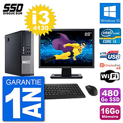 PC Dell 9020 SFF Ecran 22" Intel i3-4130 RAM 16Go SSD 480Go Windows 10 Wifi - Occasion