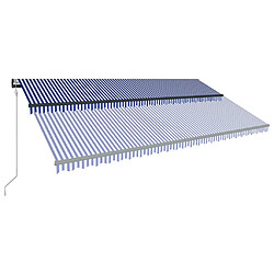 Acheter Maison Chic Auvent avec capteur de vent et LED | Store banne | Marquise Brise-soleil 600x300 cm Bleu et blanc -GKD81940