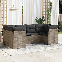 Maison Chic Salon de jardin 6 pcs avec coussins | Ensemble de Table et chaises | Mobilier d'Extérieur gris résine tressée -GKD55347