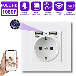 Totalcadeau Prise de courant camera espion Wifi 1080P et 2 ports USB 5V 2A