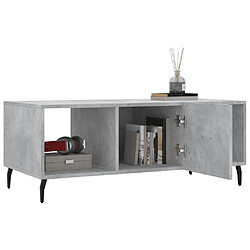 Avis vidaXL Table basse gris béton 102x50x40 cm bois d'ingénierie