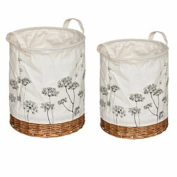 Lot de 2 Paniers à Linge Tissu & Osier Orane II 32cm Blanc