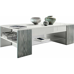 Mpc Table De Salon Blanc Mat Et Avola-anthracite (118 X 37 X 60 Cm)