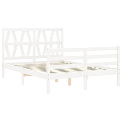 Maison Chic Cadre/structure de lit avec tête de lit pour adulte - Lit Moderne Chambre blanc double bois massif -MN72216 pas cher