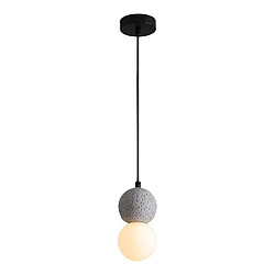 Mes Suspension 1 lampe ronde 10x10x150 cm en verre et ciment gris