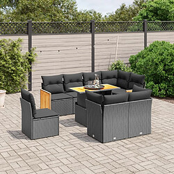 Maison Chic Ensemble Tables et chaises d'extérieur 9 pcs avec coussins,Salon de jardin noir résine tressée -GKD813180