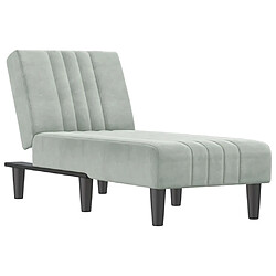 vidaXL Chaise longue inclinable - Velours Gris clair