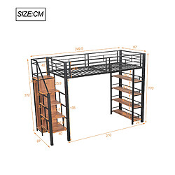 ComfortXL Lit Mezzanine 90 X 200 Cm, Avec Échelle Sécurisée, Rangement, Petit Placard, Étagères, Noir pas cher