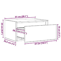 vidaXL Tables de chevet murales avec lumières LED 2 pcs gris béton pas cher