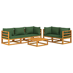 Avis Maison Chic Salon de jardin 6 pcs + coussins - Mobilier/Meubles de jardin - Table et chaises d'extérieur vert bois massif -MN12242