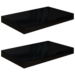 vidaXL Étagère murale flottante 2 pcs Noir brillant 40x23x3,8 cm MDF