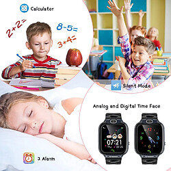 Chrono Montre Connectée Enfant 14 Jeux-MP3 Musique, Vidéo Caméra Montre Connectée pour Enfant SOS Appels Téléphoniques Réveil Calculatrice Smartwatch Enfant Filles Garçons Cadeau avec 1GB SD Card(noir)