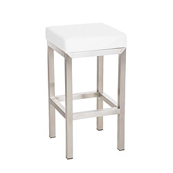 Decoshop26 Tabouret de bar x1 avec repose-pieds design simple hauteur d'assise 80 cm en PVC blanc et support en acier inoxydable 10_0005416