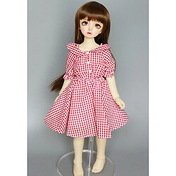 1/4 Poupées Rouge Hors épaule à Carreaux Jupe Robe Vêtements Pour Poupée BJD Dollfie