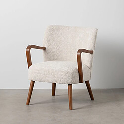 BigBuy Home Fauteuil Beige Naturel Polyester Bois d'hévéa Éponge 56 x 56 x 78 cm