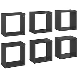 vidaXL Étagères cube murales 6 pcs gris brillant 26x15x26 cm