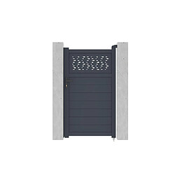 Vente-Unique Portillon battant aluminium semi plein à motifs L103 x H181 cm anthracite - BAZIO