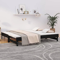 vidaXL Lit coulissant sans matelas noir 2x(80x200)cm 