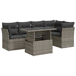 vidaXL Salon de jardin 6 pcs avec coussins gris résine tressée