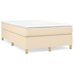 vidaXL Sommier à lattes de lit avec matelas Crème 120x200 cm Tissu