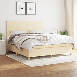 vidaXL Sommier à lattes de lit avec matelas Crème 160x200 cm Tissu