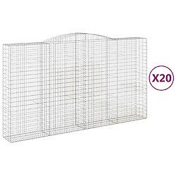 vidaXL Paniers à gabions arqués 20 pcs 400x50x220/240 cm Fer galvanisé