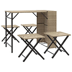 vidaXL Ensemble à manger de jardin 5 pcs pliable beige résine tressée