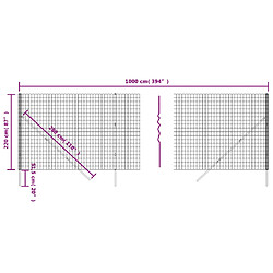 Acheter vidaXL Clôture en treillis métallique anthracite 2,2x10 m