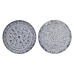 Décoration murale DKD Home Decor Gris Métal Blanc Fer Mandala Arabe (2 Unités) (60 x 2 x 60 cm)