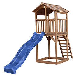 AXI Beach Tower Aire de Jeux avec Toboggan en bleu & Bac à Sable | Grande Maison enfant extérieur en marron | Cabane de Jeu en Bois FSC