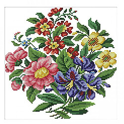 Kit de Point de Croix Imprimé Fleurs pour Débutants Home Art Decor 28 x 28cm 14CT