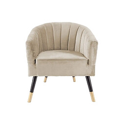 LEITMOTIV Fauteuil 1 place en polyester effet velours - Beige