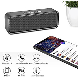 Universal Conférencier portable sans câble, haut-parleur Bluetooth 5.0 avec basse stéréo 3D, batterie de 1500mAh, durée de vie de la batterie de 12 heures (gris) pas cher