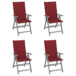 vidaXL Chaises inclinables de jardin lot de 4 et coussins Bois acacia