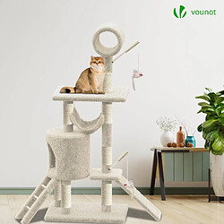 Vounot Arbre à Chat 154cm avec Griffoir Plateforme Niche XXL Beige