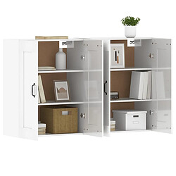 Acheter Maison Chic Lot de 2 Armoires murales,Meuble de Rangement,Armoire Suspendue blanc brillant bois d'ingénierie -MN89598