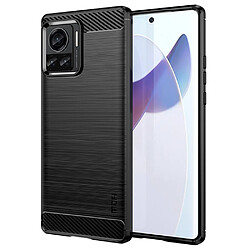 Coque en TPU MOFI surface brossée, flexible, texture fibre de carbone, anti-chutte pour votre Motorola Moto X30 Pro 5G/Edge 30 Ultra 5G/Edge X - noir