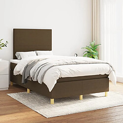 Avis Maison Chic Lit adulte- Lit + matelas,Sommier à lattes de lit et matelas marron foncé 120x190cm tissu -GKD39694