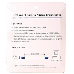 Acheter Wewoo Gris 2 PCS 1 Canal Vidéo Balun Passive UTP BNC Cat5 Transceiver