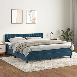 Maison Chic Lit Adulte - Lit simple Lit à sommier tapissier et matelas moelleux - Meuble de Chambre - Bleu foncé 180x200cm Velours -MN17952