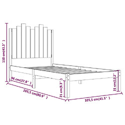 vidaXL Cadre de lit sans matelas bois massif 100x200 cm pas cher