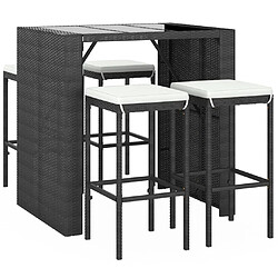 Avis Maison Chic Ensemble de bar de jardin 5 pcs et coussins,Table + chaises + coussins d'extérieur noir poly rotin -GKD412685