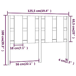 Acheter vidaXL Tête de lit Gris 125,5x4x100 cm Bois massif de pin