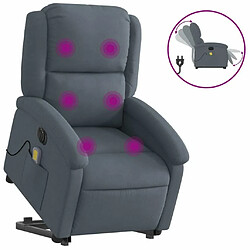 Maison Chic Fauteuil Relax pour salon, Fauteuil inclinable de massage électrique gris foncé velours -GKD17172