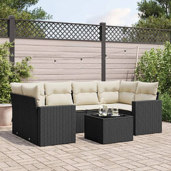 Maison Chic Salon de jardin 7 pcs avec coussins | Ensemble de Table et chaises | Mobilier d'Extérieur noir résine tressée -GKD78416