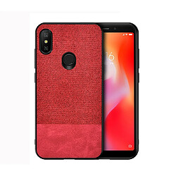 Wewoo Coque Rigide Housse de protection en tissu PU épissage antichoc pour Xiaomi Redmi 6 Pro rouge